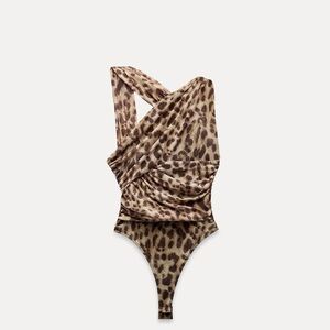 Zara asymmetrical Leopard bodysuit
